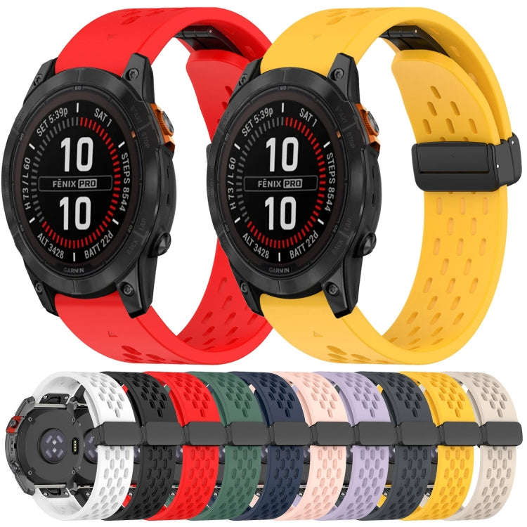 For Garmin Fenix 6S Hole Folding Buckle 20mm Silicone Watch Band(Midnight Blue)