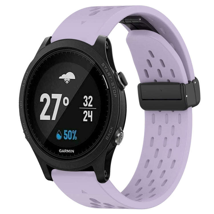 For Garmin Forerunner 935 Hole Folding Buckle 22mm Silicone Watch Band(Purple)