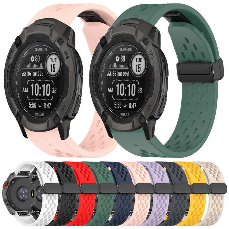 For Garmin Tactix 7 Pro Hole Folding Buckle 26mm Silicone Watch Band(Pink)