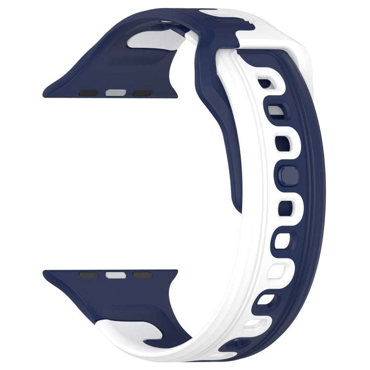 For Apple Watch 8 45mm Double Color Silicone Watch Band(Blue+White)