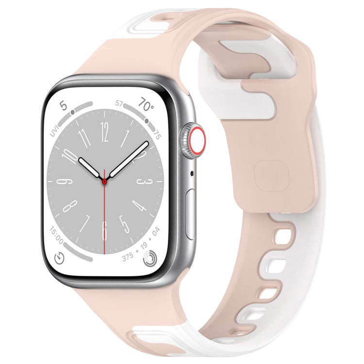 For Apple Watch 7 45mm Double Color Silicone Watch Band(Pink+White)