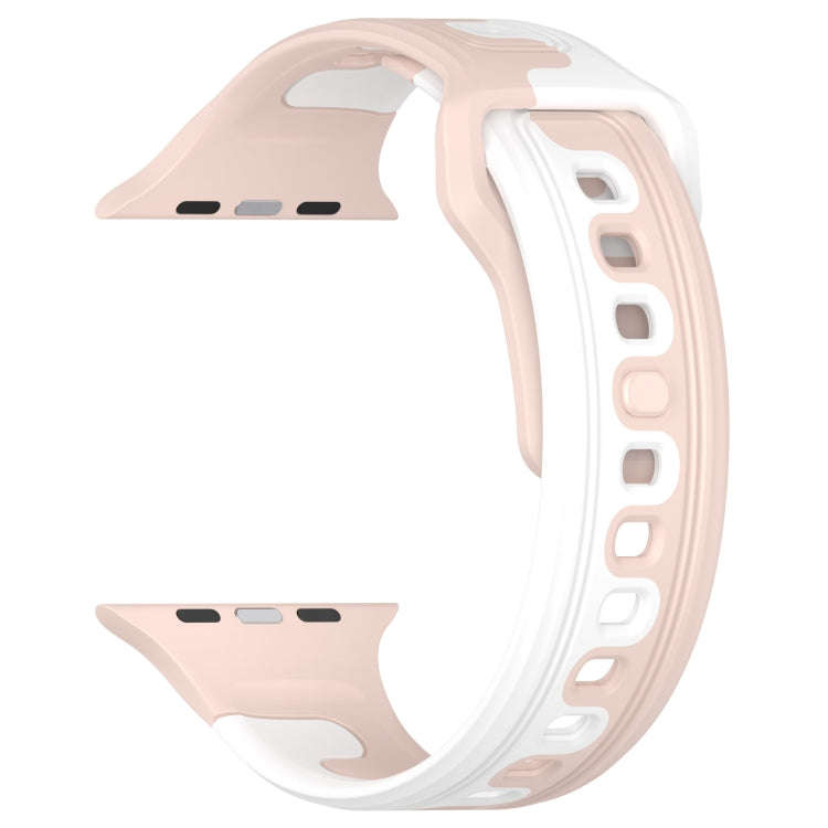 For Apple Watch 7 45mm Double Color Silicone Watch Band(Pink+White)