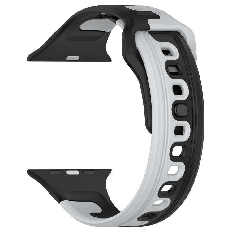 For Apple Watch 7 45mm Double Color Silicone Watch Band(Black+Grey)