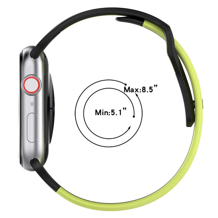 For Apple Watch 7 45mm Double Color Silicone Watch Band(Cyan+White)