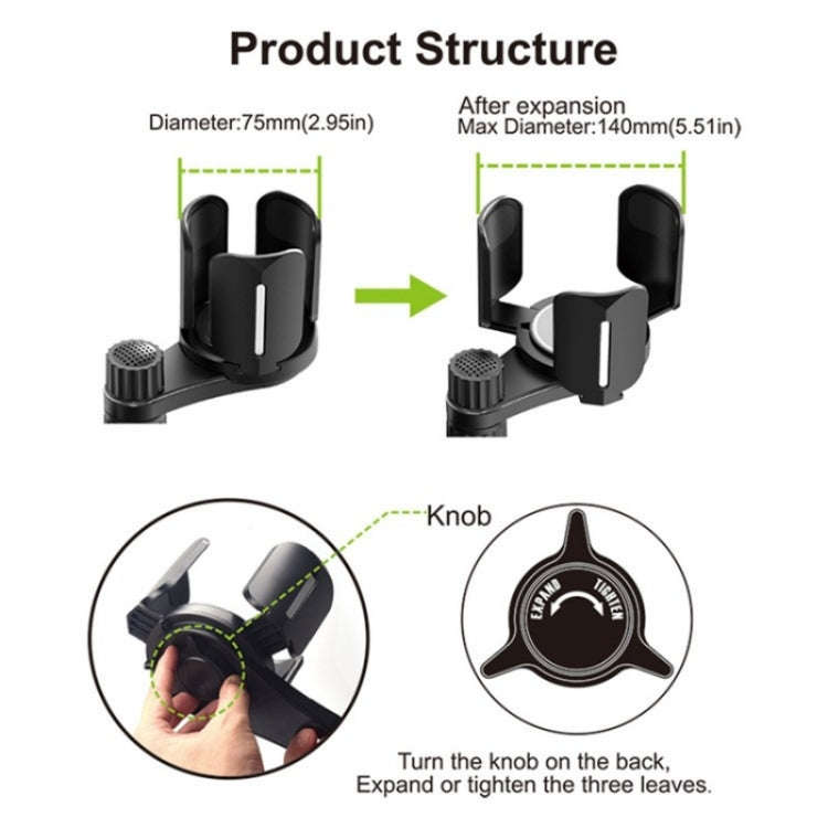 D08 With Adjustable Snack Cup Cup Holder Phone Mount For Car Phone Clamping Mount Holder(Grey)