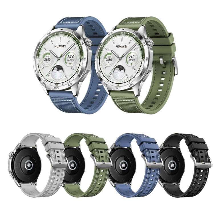 For Huawei Watch 4 Nylon Silicone Leather Watch Band(Gray)
