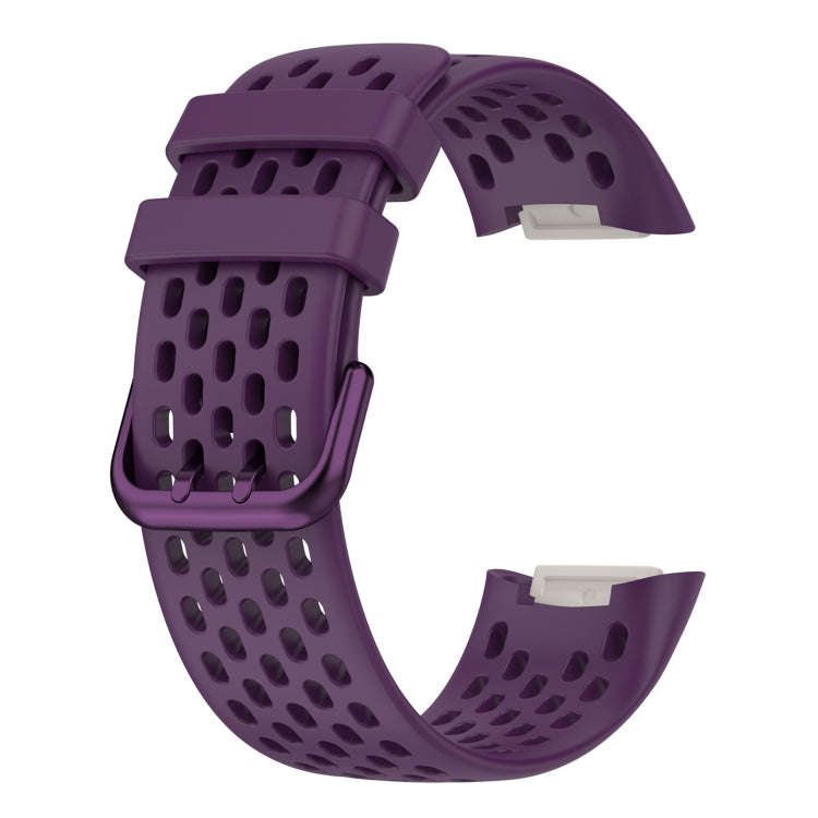 For Fitbit Charge 6 Solid Color Breathable Sports Silicone Watch Band(Dark Purple)