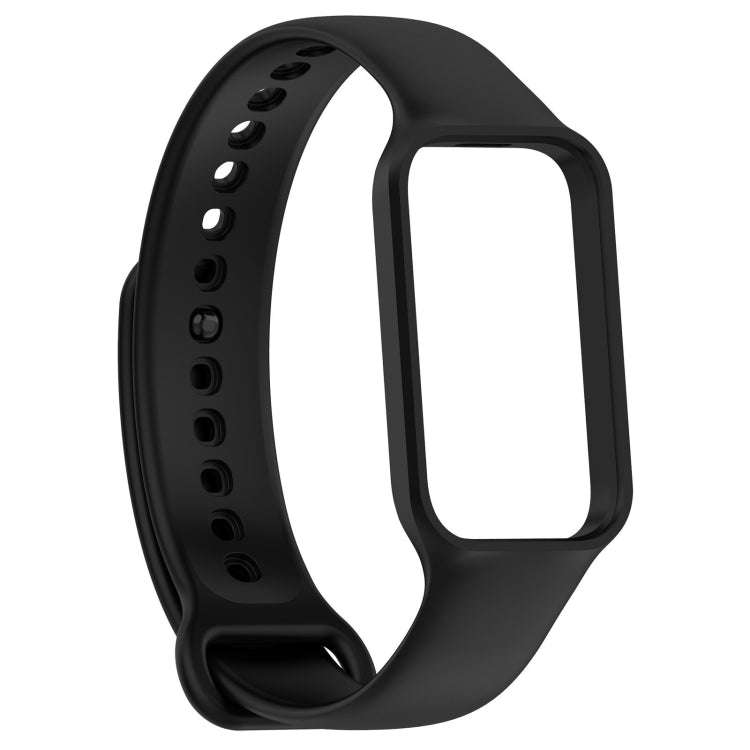 For Xiaomi Mi Band 8 Active Solid Color Integrated Silicone Watch Band(Black)