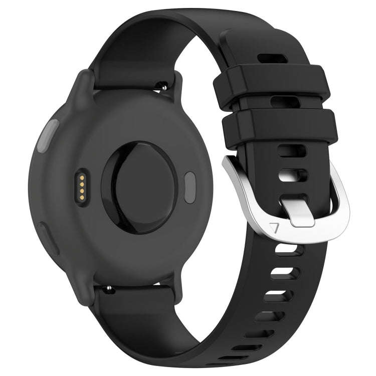 For Amazfit Pop Pro / Pop / Bip U 20mm Liquid Glossy Silver Buckle Silicone Watch Band(Black)