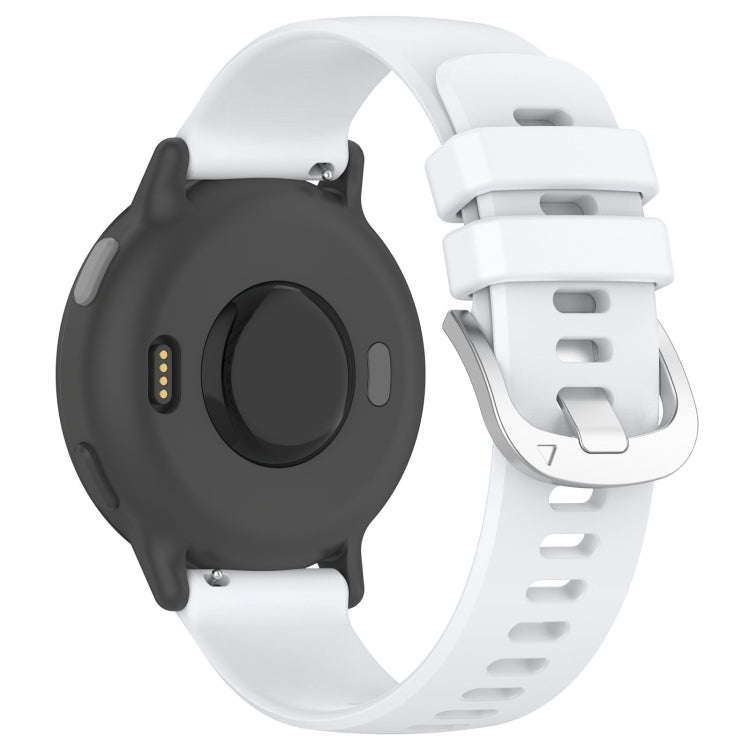 For Amazfit Pop Pro / Pop / Bip U 20mm Liquid Glossy Silver Buckle Silicone Watch Band(White)