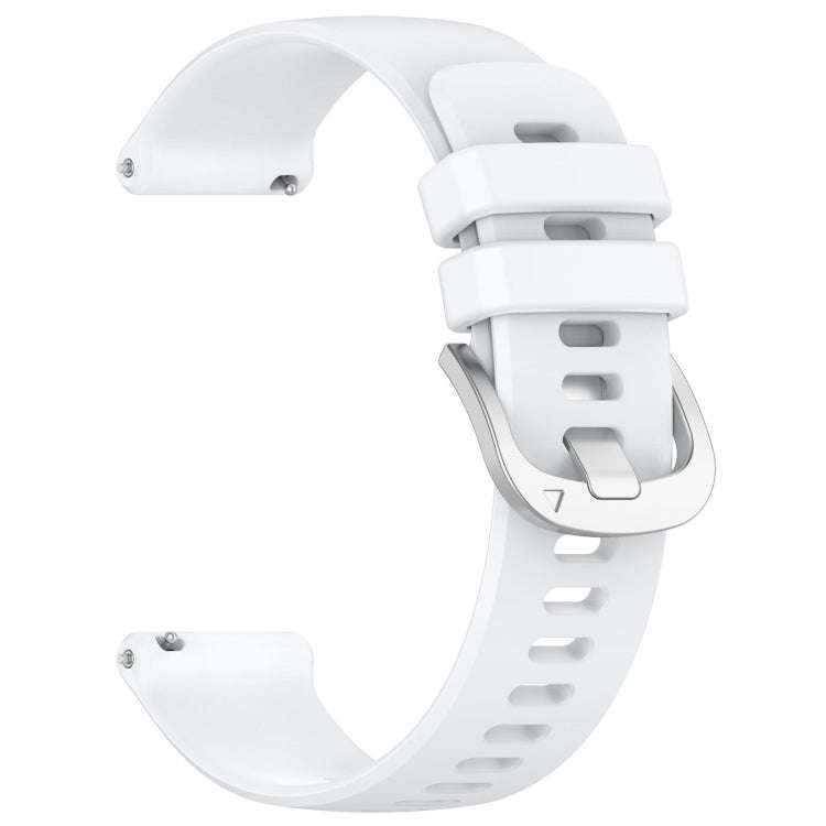 For Amazfit Pop Pro / Pop / Bip U 20mm Liquid Glossy Silver Buckle Silicone Watch Band(White)