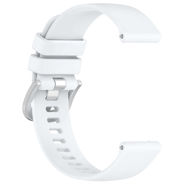 For Amazfit Pop Pro / Pop / Bip U 20mm Liquid Glossy Silver Buckle Silicone Watch Band(White)