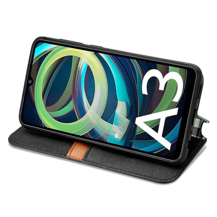 For Xiaomi Redmi A3 Cubic Grid Pressed Magnetic Leather Phone Case(Black)