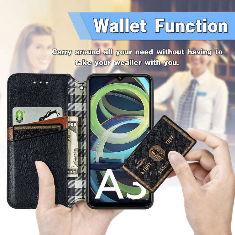 For Xiaomi Redmi A3 Cubic Grid Pressed Magnetic Leather Phone Case(Black)