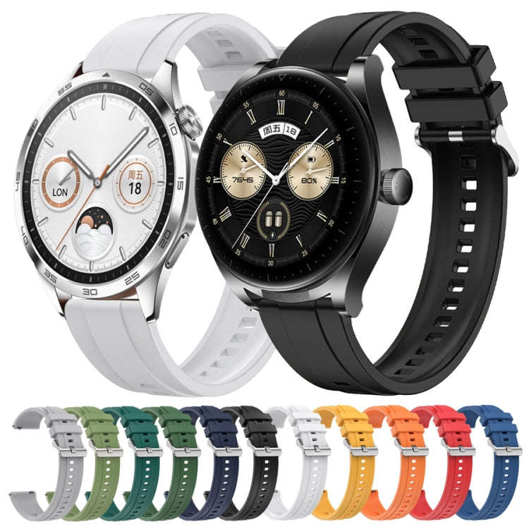 For Huawei Watch 4 Pro Tire Pattern Silver Buckle Silicone Watch Band(White)