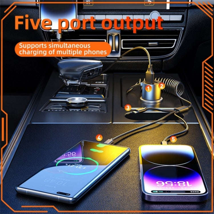 K15 Car Adapter 3 in 1 Stretchable Cable 22.5W Quick Charge Cigarette Lighter Dual USB Ports