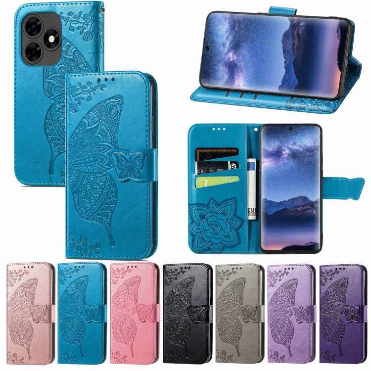 For Blackview A200 Pro Butterfly Love Flower Embossed Leather Phone Case(Pink)