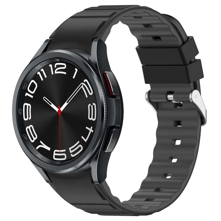 For Samsung Galaxy Watch 6 Classic Two Color Horizontal Silicone Watch Band(Black Grey)