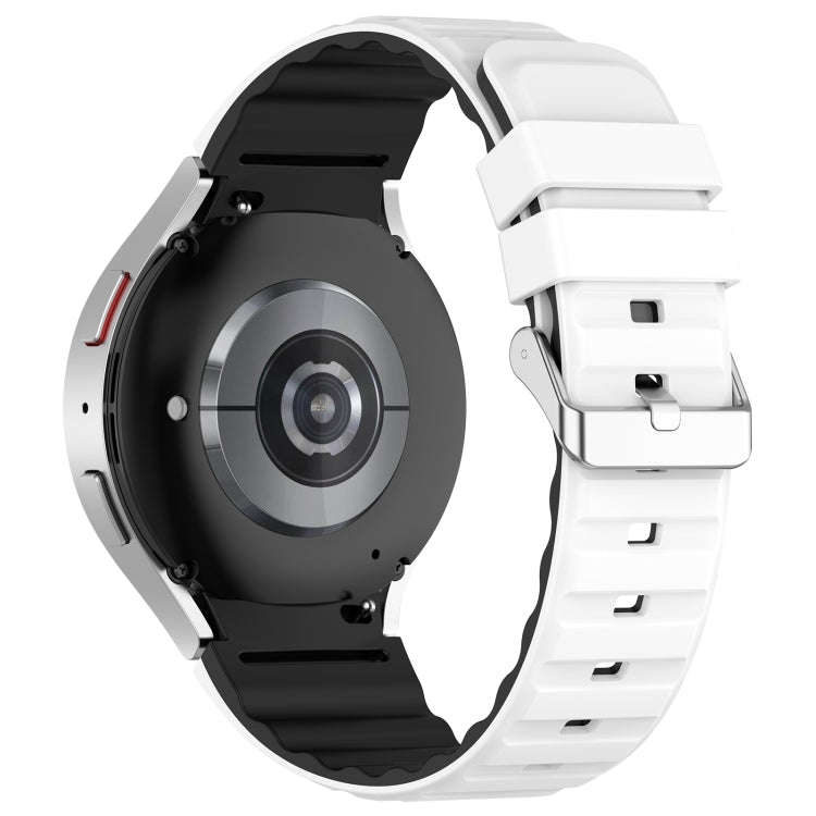 For Samsung Galaxy Watch 6 Classic Two Color Horizontal Silicone Watch Band(White Black)