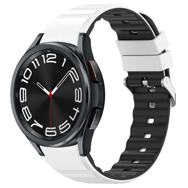 For Samsung Galaxy Watch 6 Classic Two Color Horizontal Silicone Watch Band(White Black)