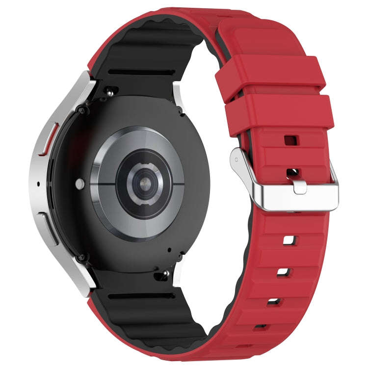 For Samsung Galaxy Watch 6 Two Color Horizontal Silicone Watch Band(Red Black)