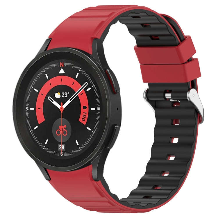 For Samsung Galaxy Watch 5 Two Color Horizontal Silicone Watch Band(Red Black)