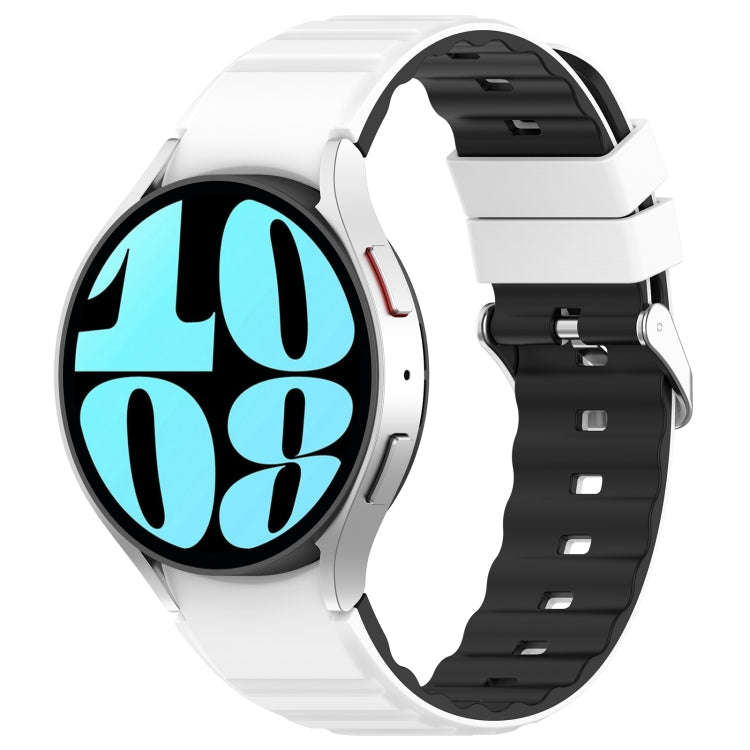 For Samsung Galaxy Watch 5 Pro Two Color Horizontal Silicone Watch Band(White Black)