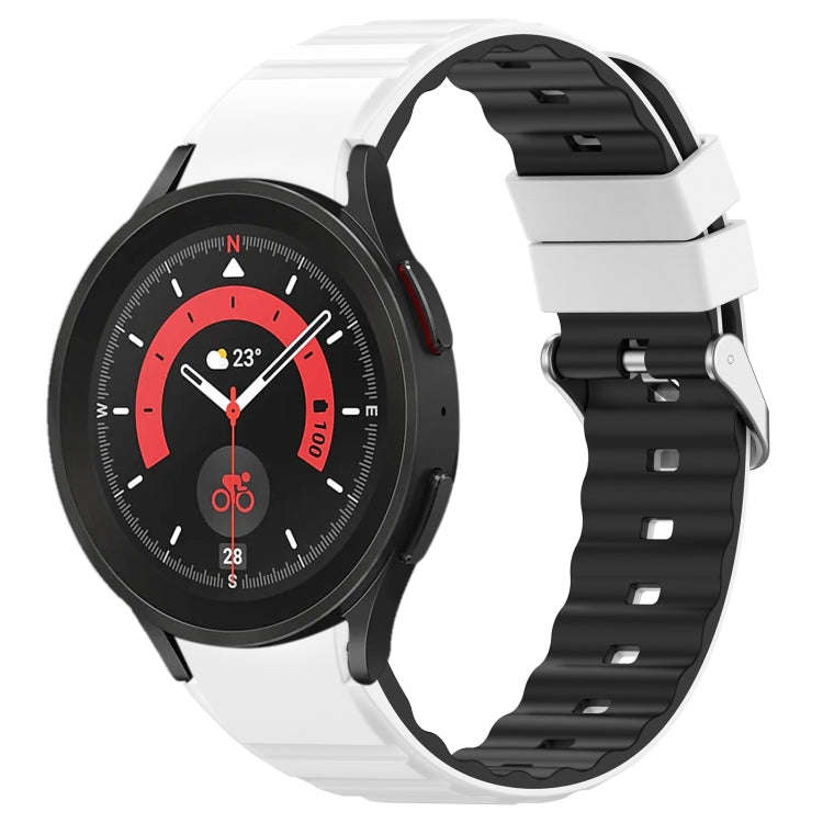 For Samsung Galaxy Watch 5 Pro Two Color Horizontal Silicone Watch Band(White Black)