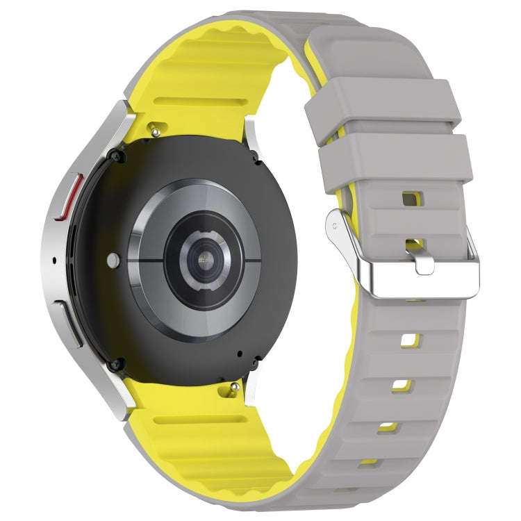 For Samsung Galaxy Watch 4 Two Color Horizontal Silicone Watch Band(Grey Yellow)