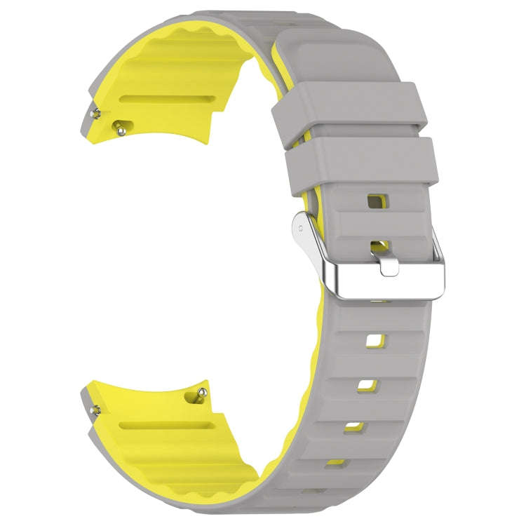For Samsung Galaxy Watch 4 Two Color Horizontal Silicone Watch Band(Grey Yellow)