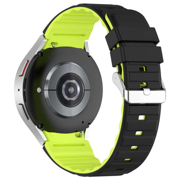 For Samsung Galaxy Watch 4 Two Color Horizontal Silicone Watch Band(Black Green)