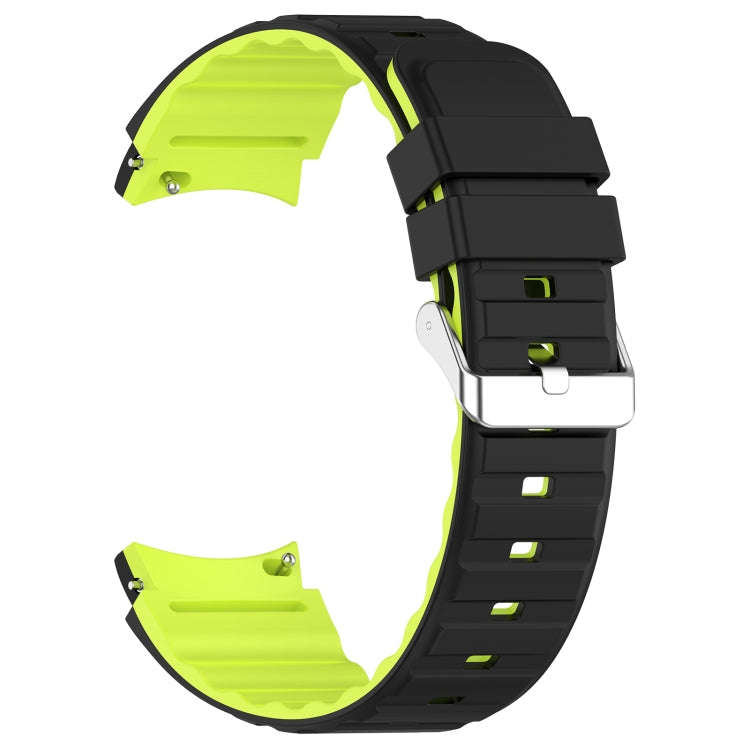 For Samsung Galaxy Watch 4 Two Color Horizontal Silicone Watch Band(Black Green)