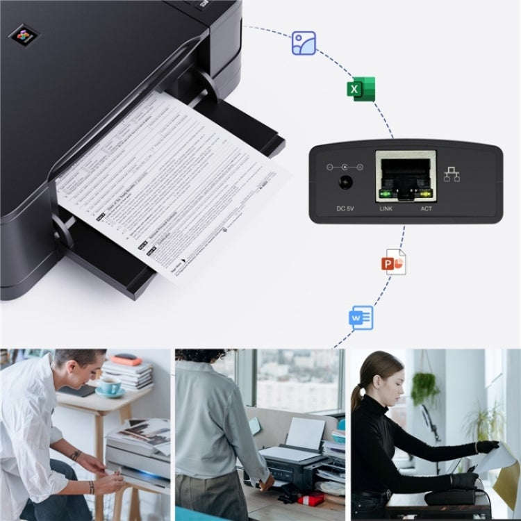 WAVLINK NU72P11 100Mbps Network Print Server USB 2.0 Network Printer Power Adapter(UK Plug)