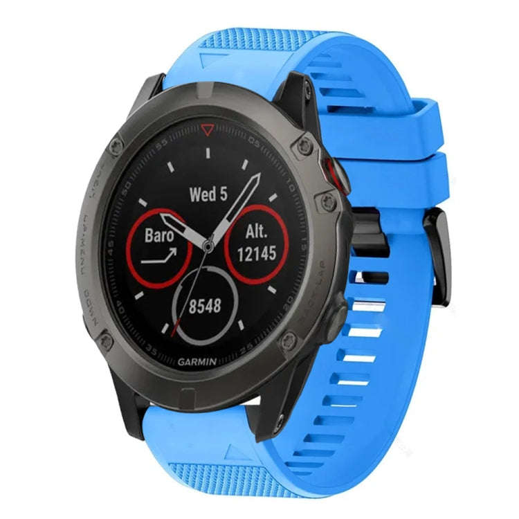 For Garmin Fenix 5X Sapphire Quick Release 26mm Silicone Watch Band(Sky Blue)