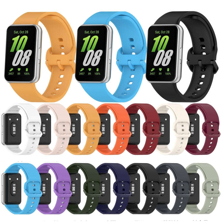 For Samsung Galaxy Fit 3 Solid Color Colorful Buckle Silicone Watch Band(Orange)