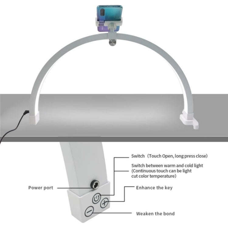 M12X Foldable LED Half Moon Lamp Touch Control Nail Art Lamp, Length: 56cm(AU Plug)