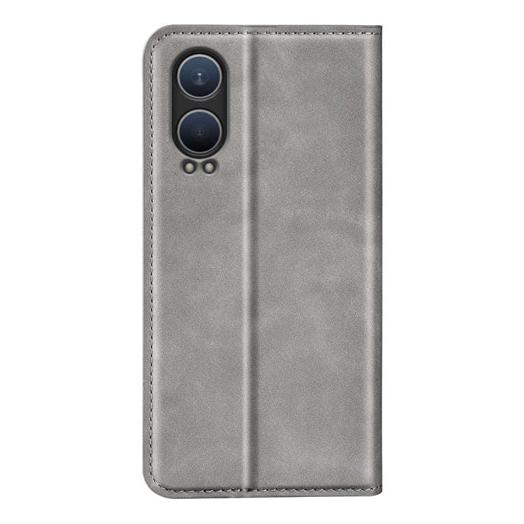 For OnePlus Nord CE4 Lite 5G Retro-skin Magnetic Suction Leather Phone Case(Grey)