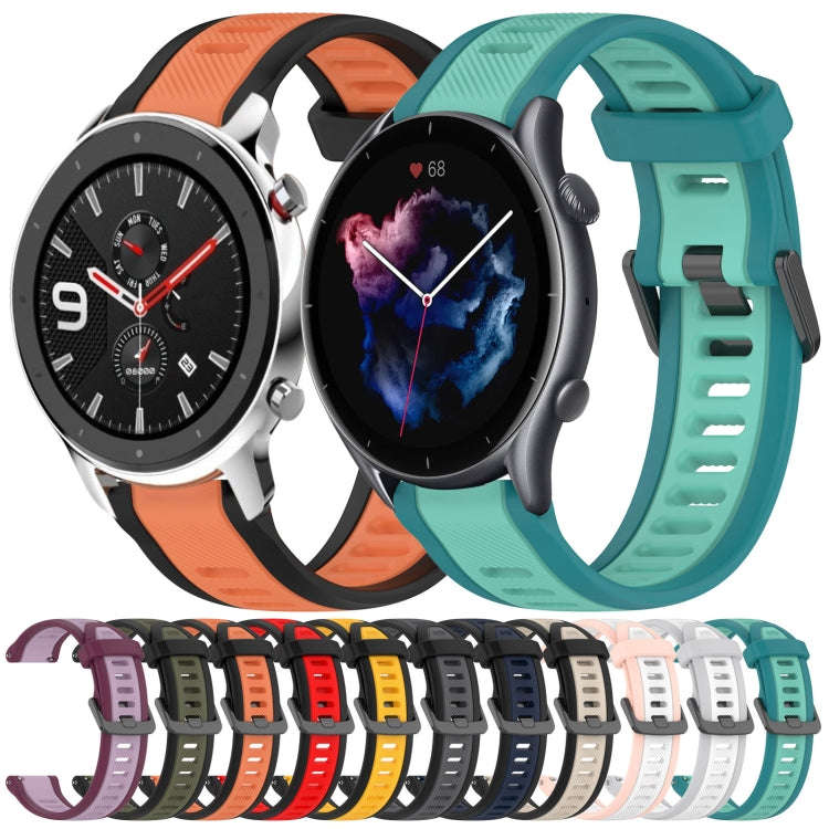 For Amazfit GTR 3 22mm Two-Color Textured Silicone Watch Band(Starlight + Black)