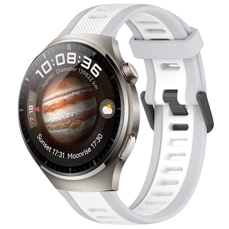 For Huawei Watch 4 Pro 22mm Two Color Textured Silicone Watch Band(White+Grey)