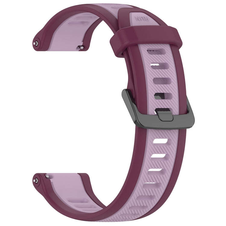 For Garmin Venu 20mm Two Color Textured Silicone Watch Band(Purple)