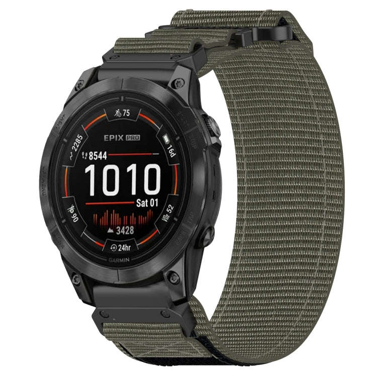 For Garmin Epix Pro 51mm 26mm Nylon Hook And Loop Fastener Watch Band(Grey)