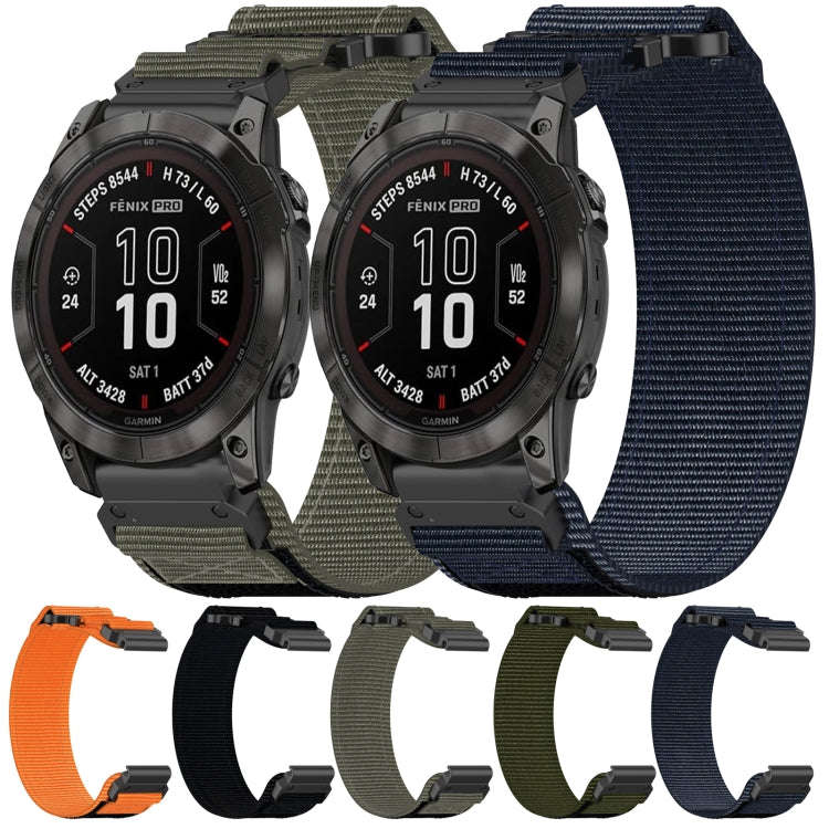 For Garmin Tactix 7 Pro 26mm Nylon Hook And Loop Fastener Watch Band(Orange)