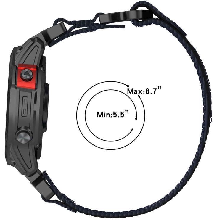 For Garmin Epix Pro 51mm 26mm Nylon Hook And Loop Fastener Watch Band(Black)