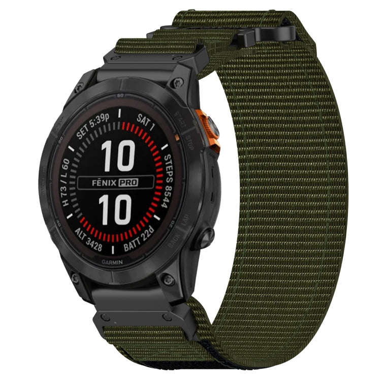 For Garmin Fenix 7S Pro 42mm 20mm Nylon Hook And Loop Fastener Watch Band(Army Green)