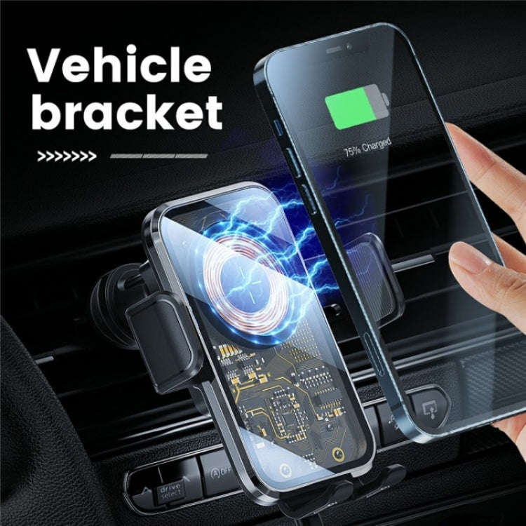 X11 15W Fast Charger Car Air Vent Hook Wireless Charger Intelligent Induction(Silver)