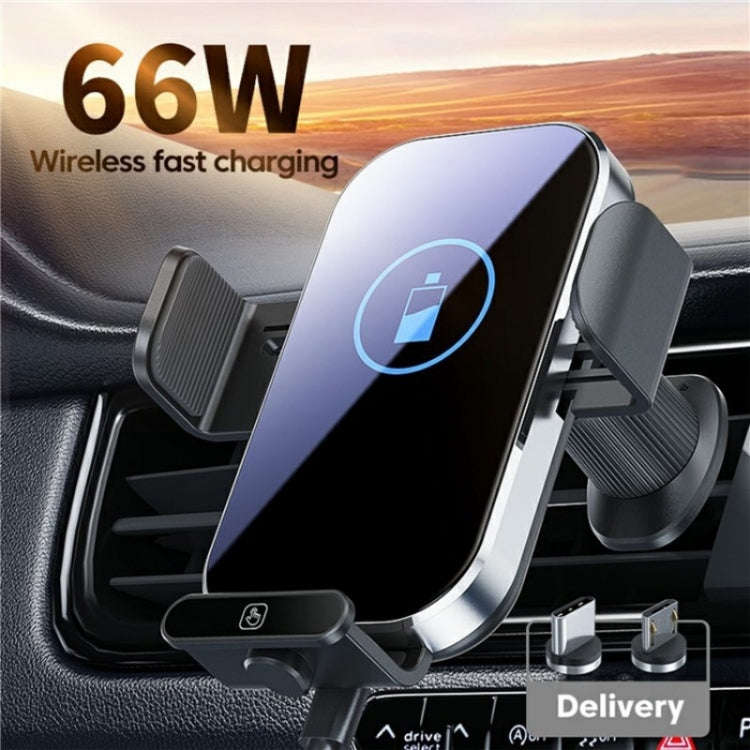 X10s Car Air Vent Hook 66W High Power Intelligent Induction Wireless Charger(Silver)