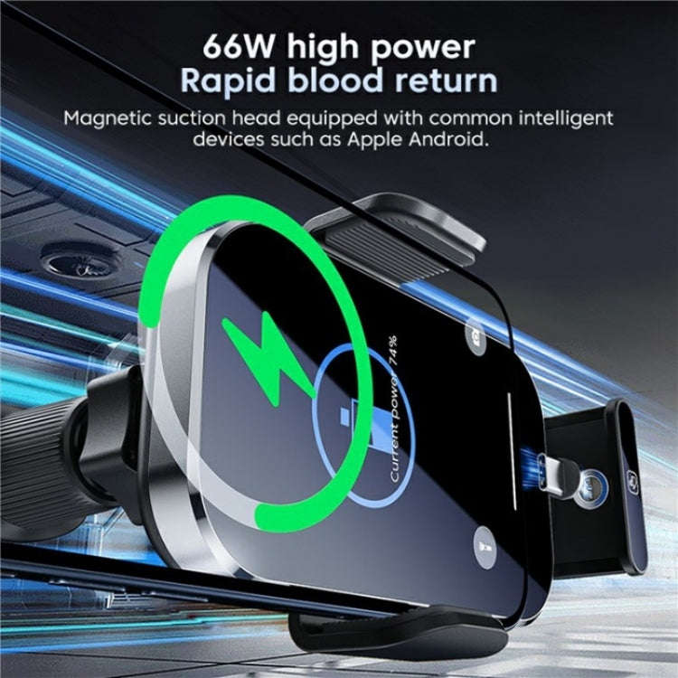 X10s Car Air Vent Hook 66W High Power Intelligent Induction Wireless Charger(Silver)