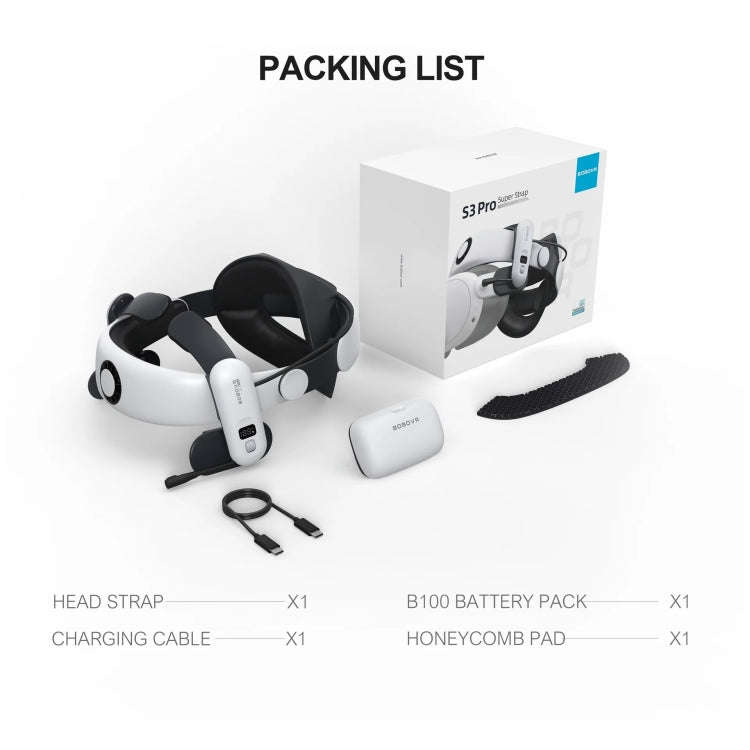 BOBOVR S3 Pro For Quest 3 VR Head Strap with 10000mAh Battery