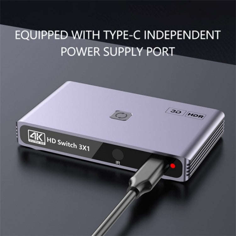 Q301 4K / 60hz HD Video Aluminum Alloy Adapter 3 Input 1 Output HDMI Switcher