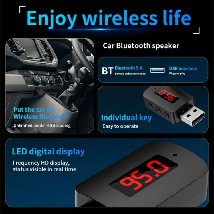 M10 Car Digital Display FM Radio USB Bluetooth Adapter Wireless Audio Receiver